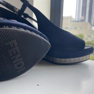 Fendi Platform Wedges - Suede, Metallic and Leather